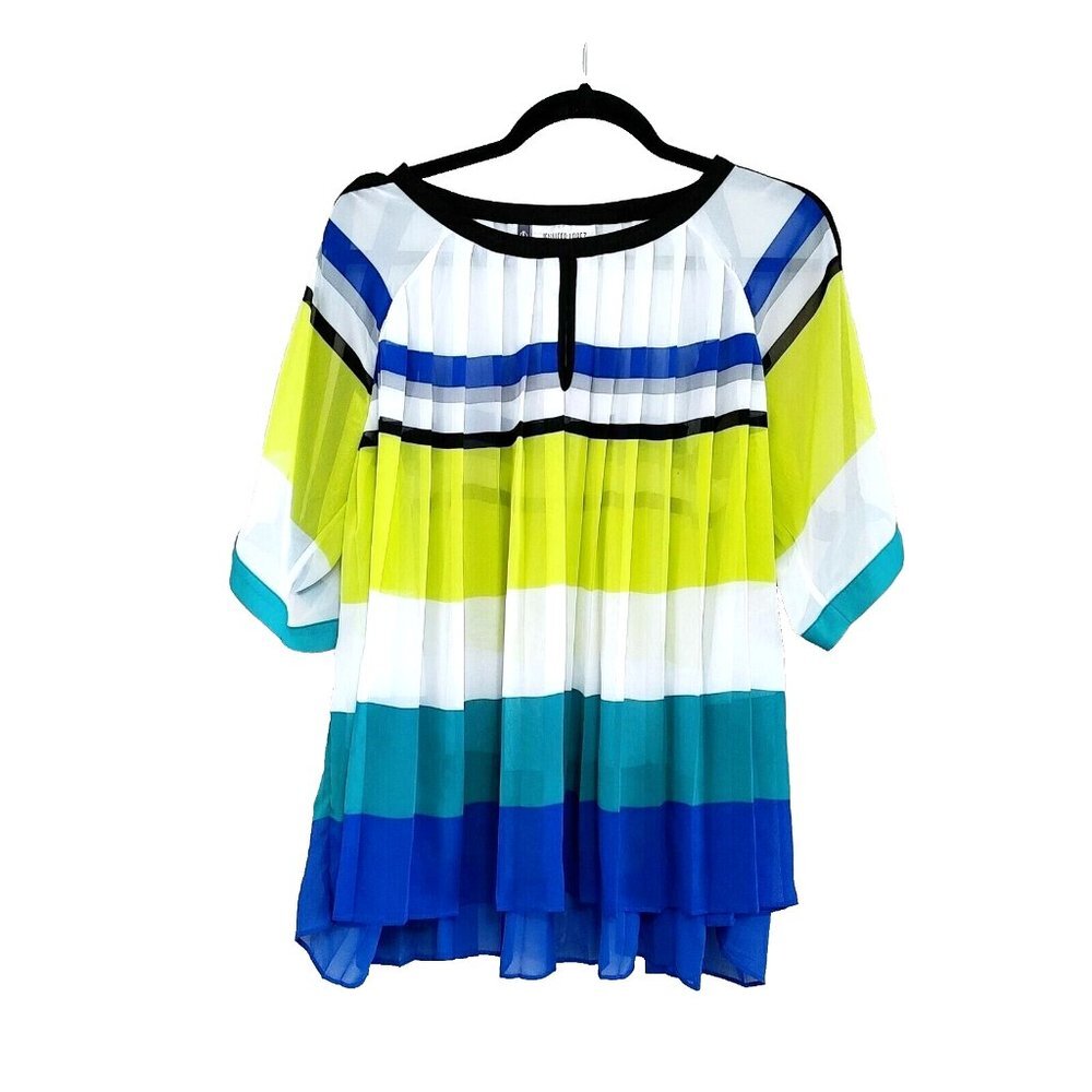 Jennifer Lopez Women's Blouse Size Small Pleated Colorblock